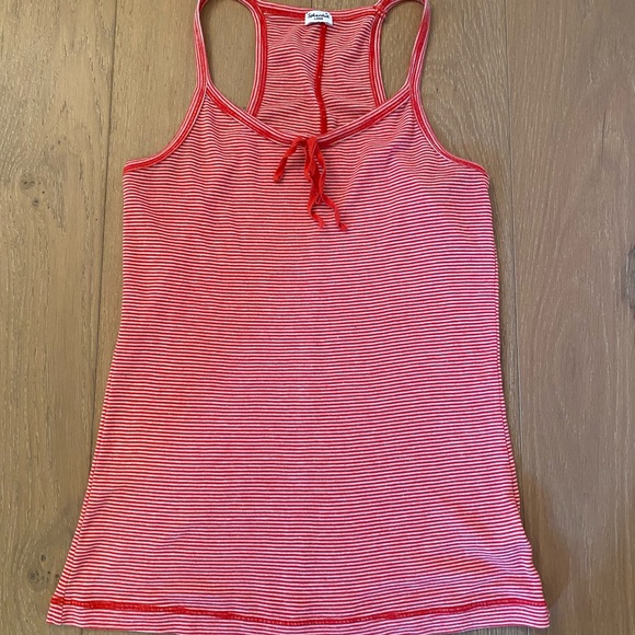 Splendid Large Racerback Red & White Striped Tank Top Shirt L - Picture 1 of 4